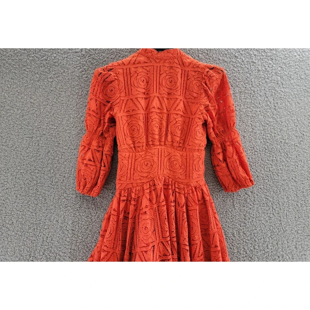 Cult Gaia Willow Embroidered MIDI Dress Women's XS Tangerine Button Closure - Picture 12 of 15